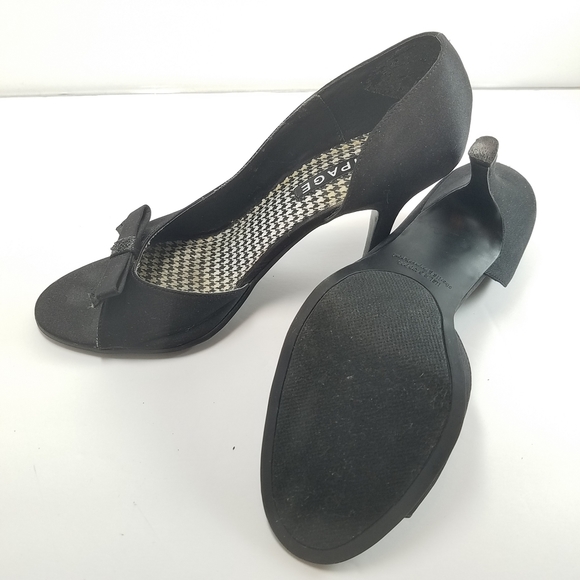 Rampage D'Orsay Peep Toe Black Satin Pumps Heels - Picture 4 of 4